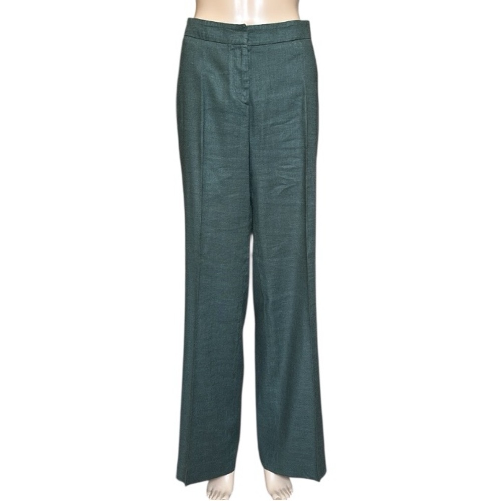 Incotex High Comfort Dark Green Linen Wide Leg Pants Size IT 44 US 8/10